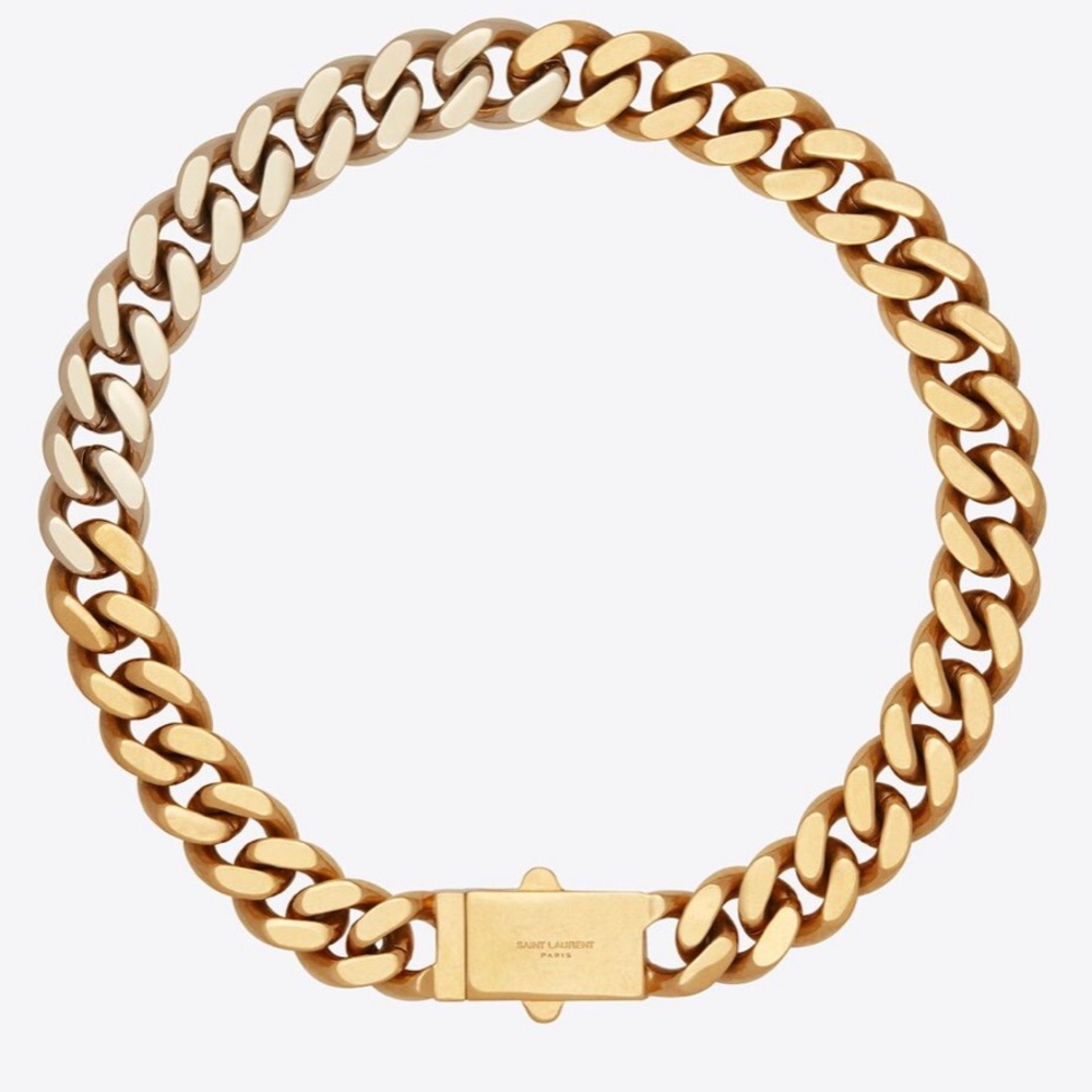YSL Two-Tone Cuban Chain Link Necklace